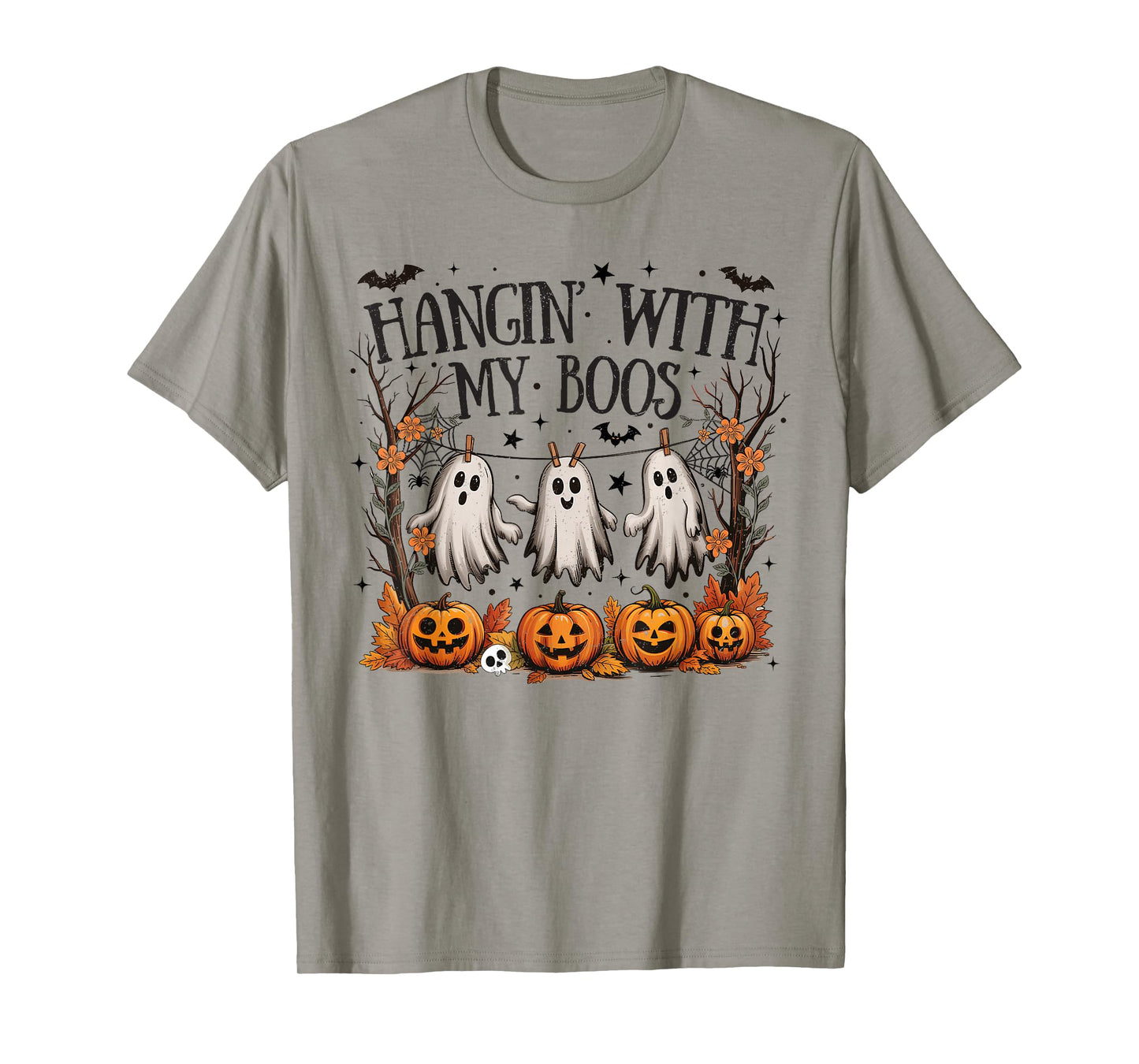 Retro Hanging With My Boos Spooky Halloween Ghost Women Kids T-Shirt