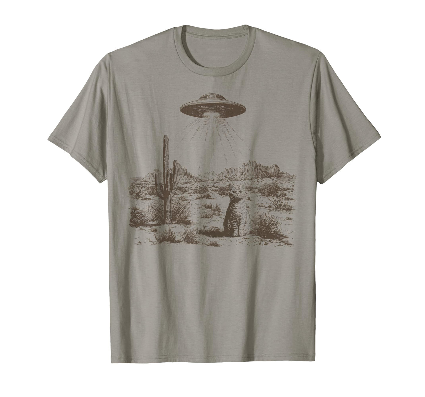 Vintage Western UFO Alien Rodeo Cowboy Cat Wild West Kitten T-Shirt