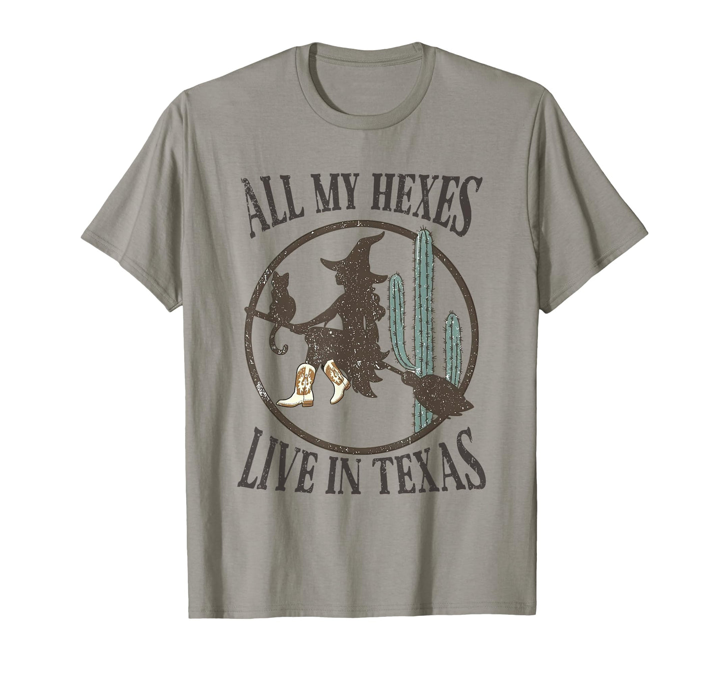 All My Witches Live In Texas Western Cowgirl Witch Halloween T-Shirt