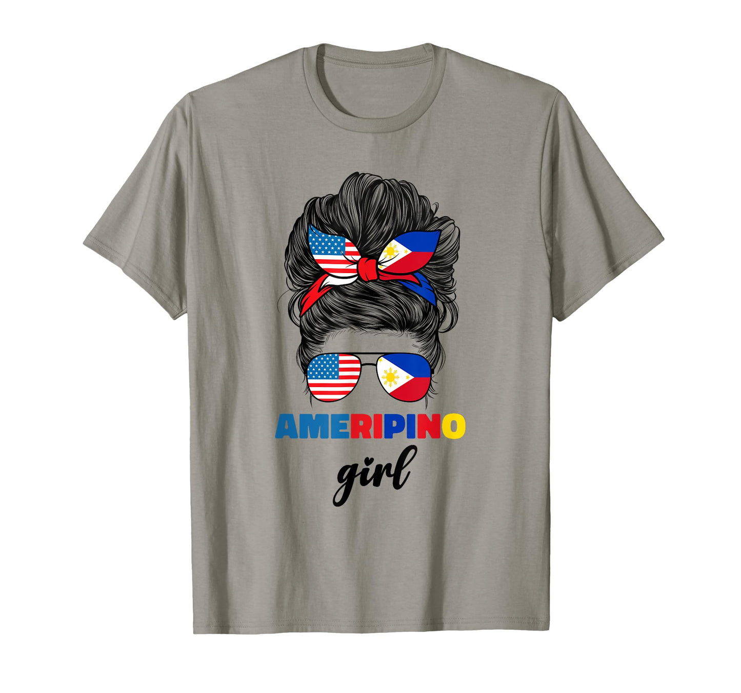 Half Filipino And American America Philippines Usa Flag Girl T-Shirt