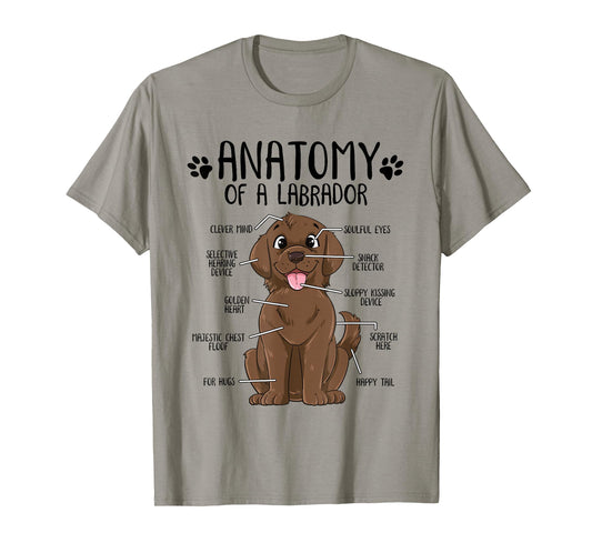 Funny Anatomy Labrador Retriever Chocolate Lab Dog Owner T-Shirt