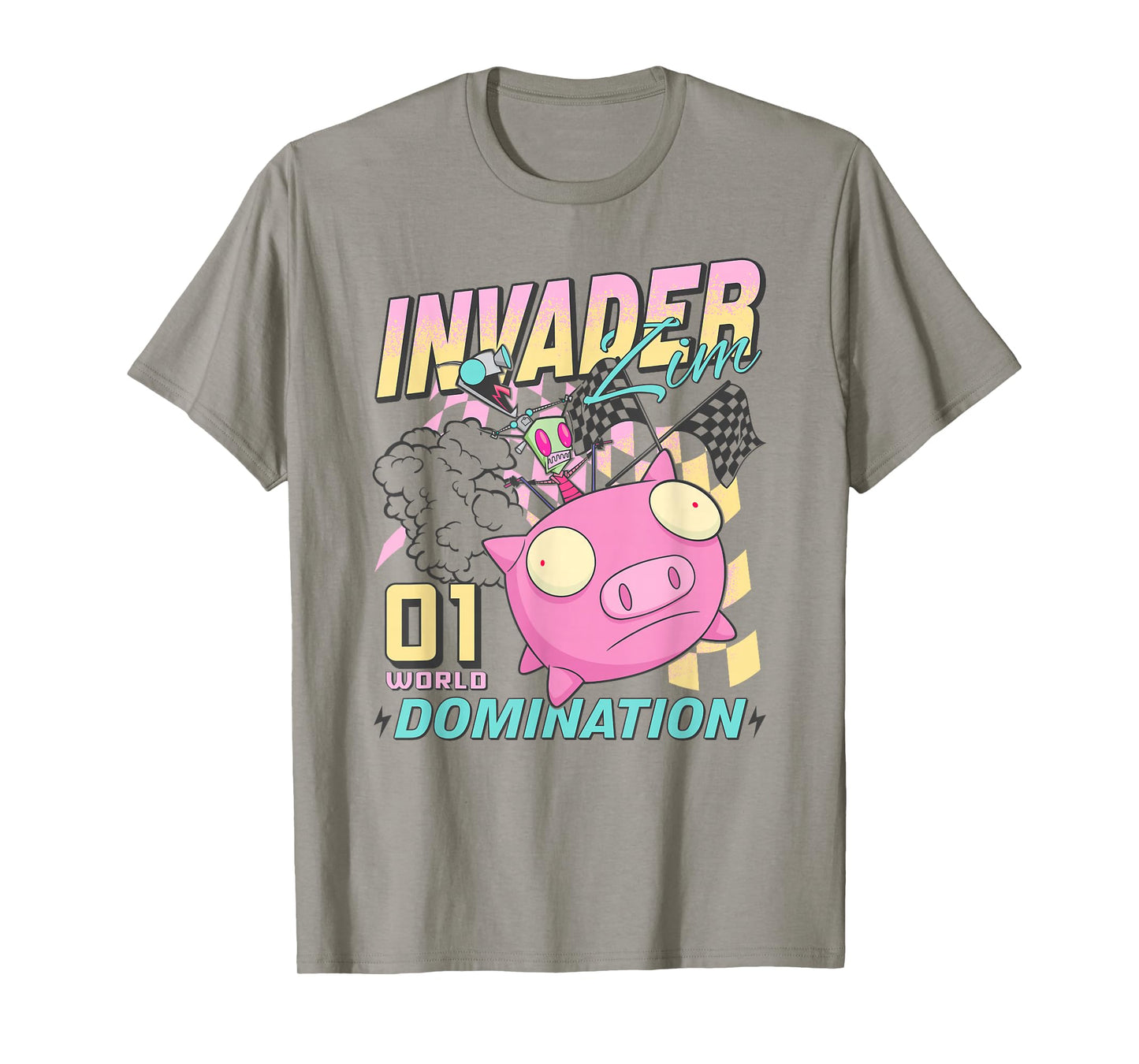 Invader Zim 01 World Domination Zim & Gir Racing Over Pig T-Shirt