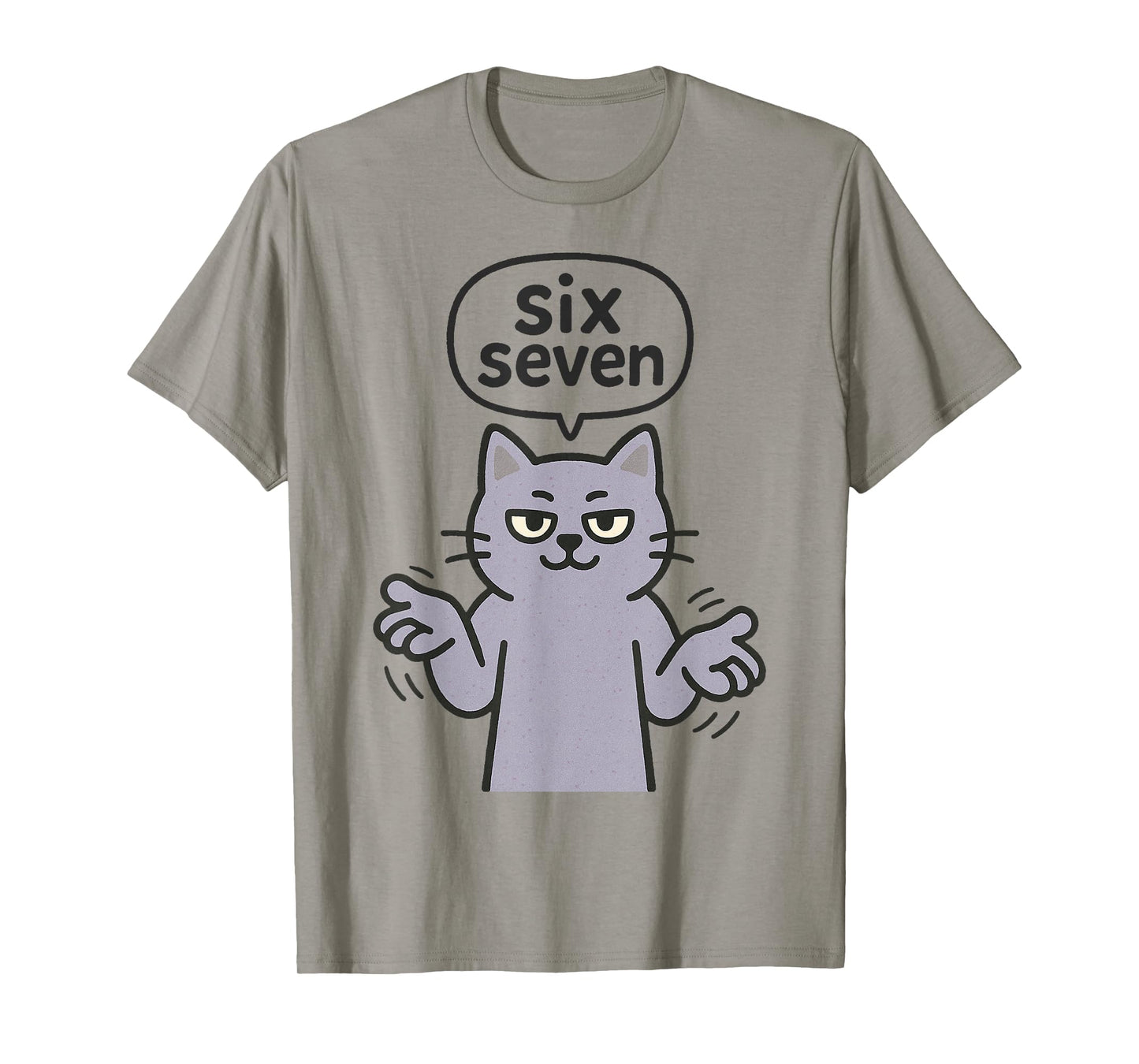 67 Six Seven 6-7 Purple Cat - Funny Kid Gaming Brainrot Meme T-Shirt