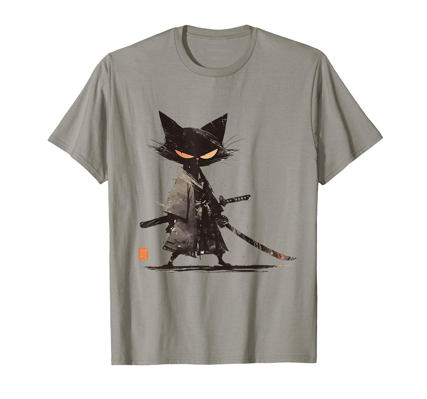 Japanese Art Cat Ninja Ukiyo-e Anime Style Samurai Cat T-Shirt