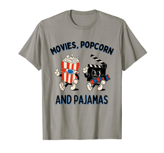 Movies Popcorn and Pajamas Popcorn Movie Night T-Shirt