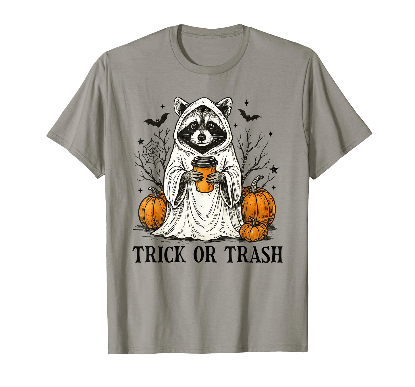 Trick Or Trash Halloween Cute Ghost Raccoon Trick Or Treat T-Shirt
