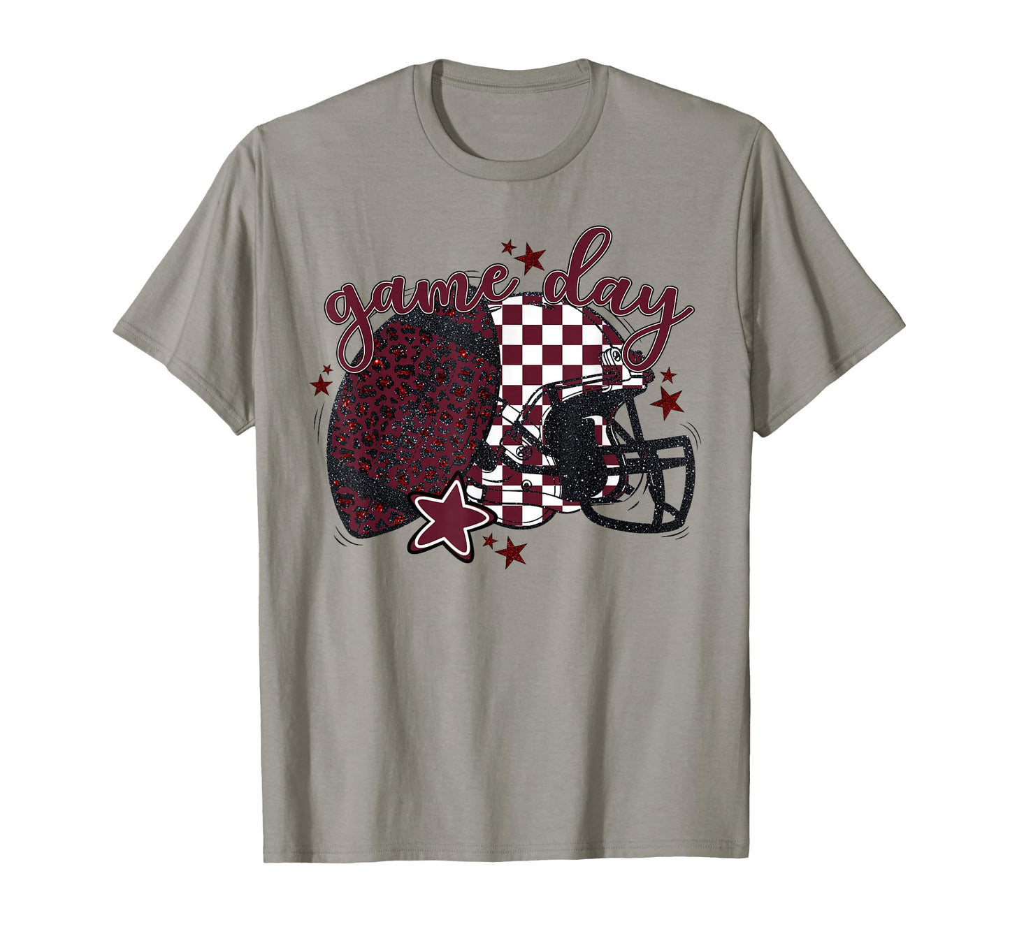 Maroon Leopard Game Day Football Touchdown Season Men Boys T-Shirt