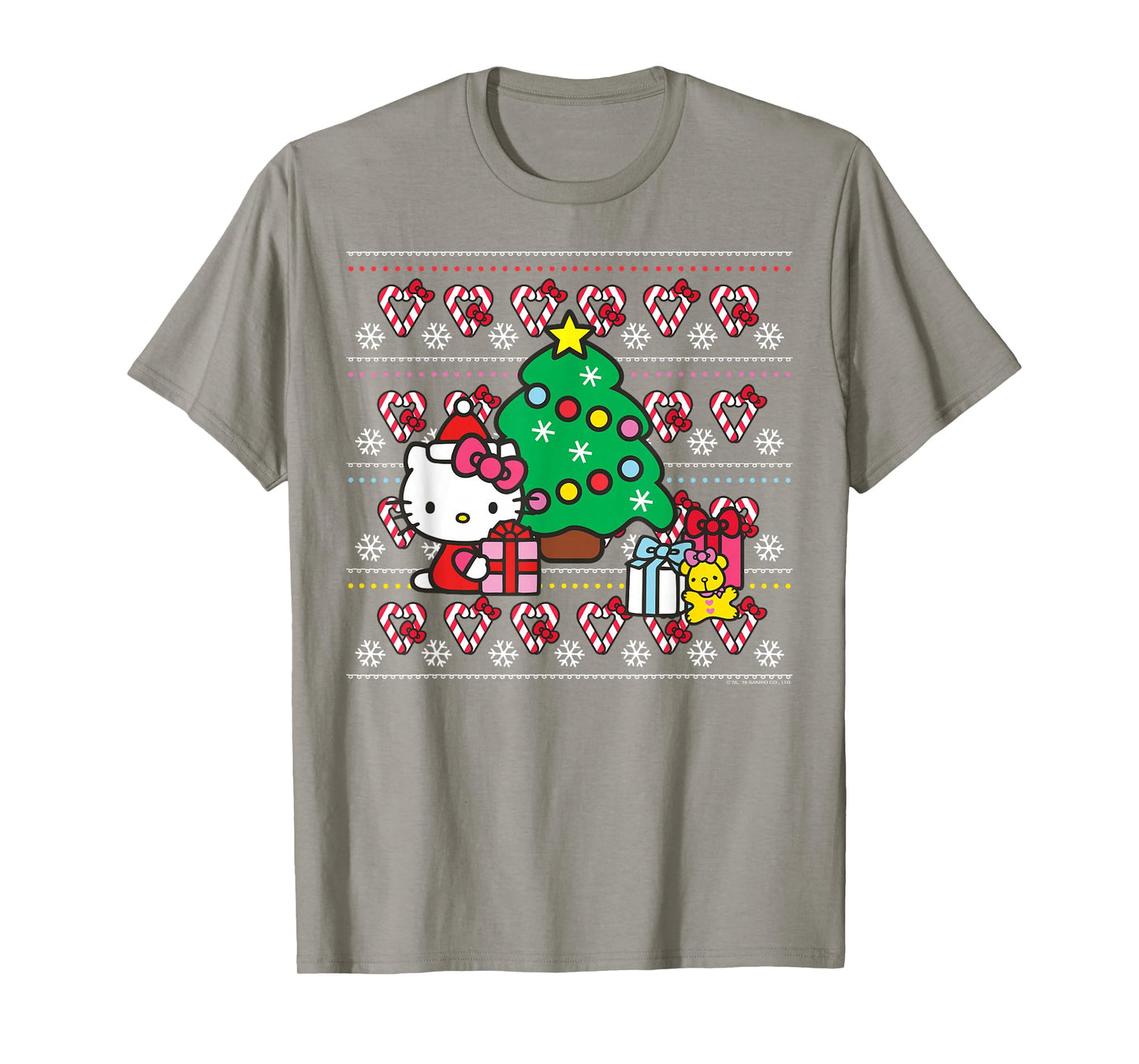 Hello Kitty Candy Cane Christmas Sweater Tee Shirt T-Shirt