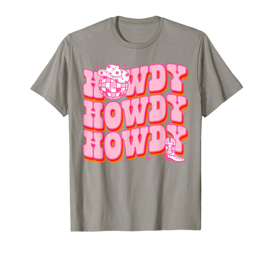 Howdy Southern Western Girl Country Rodeo Pink Cowgirl Disco T-Shirt