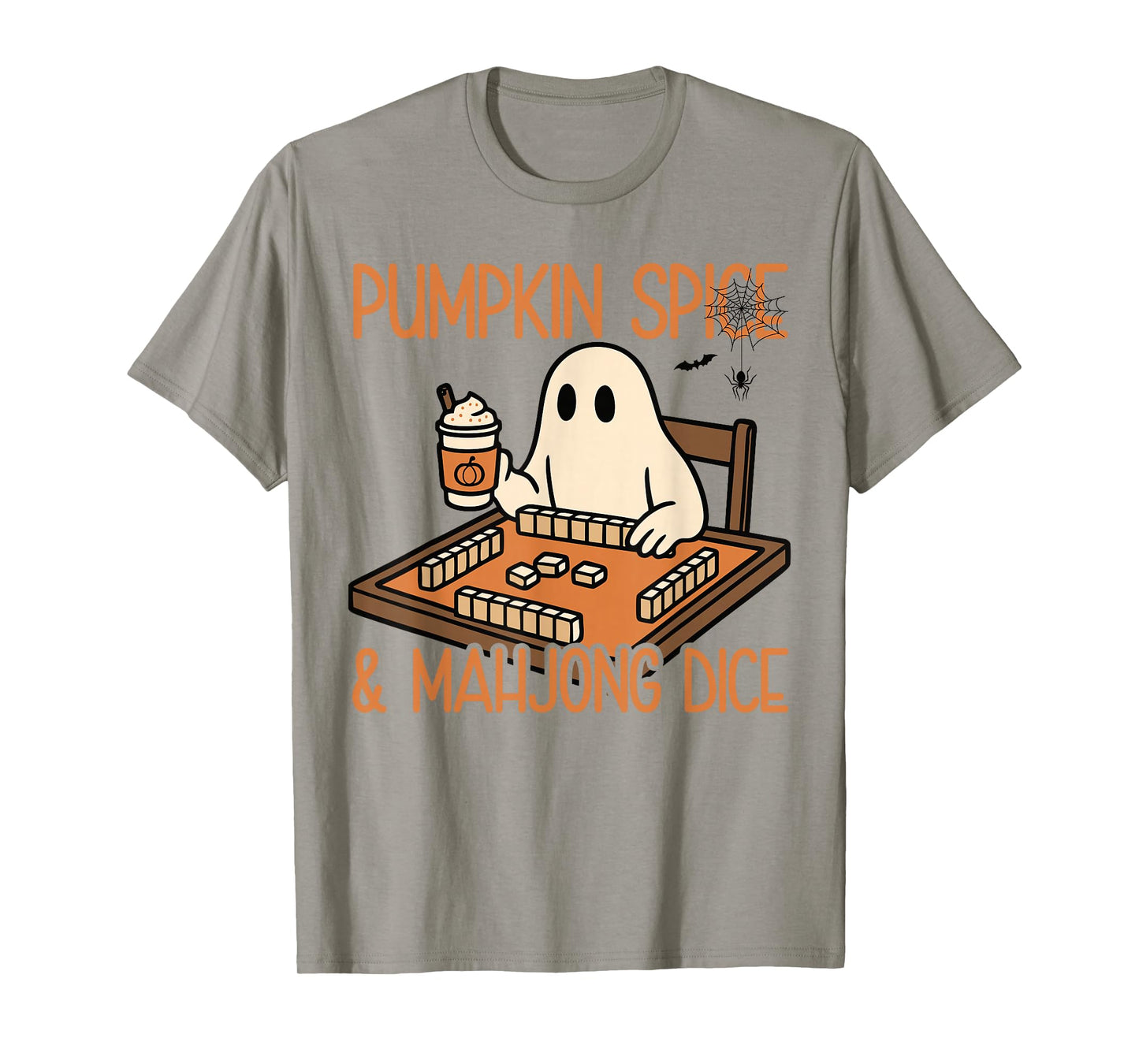 Halloween Ghost Playing Mahjong Pumpkin Spice & Mahjong Dice T-Shirt
