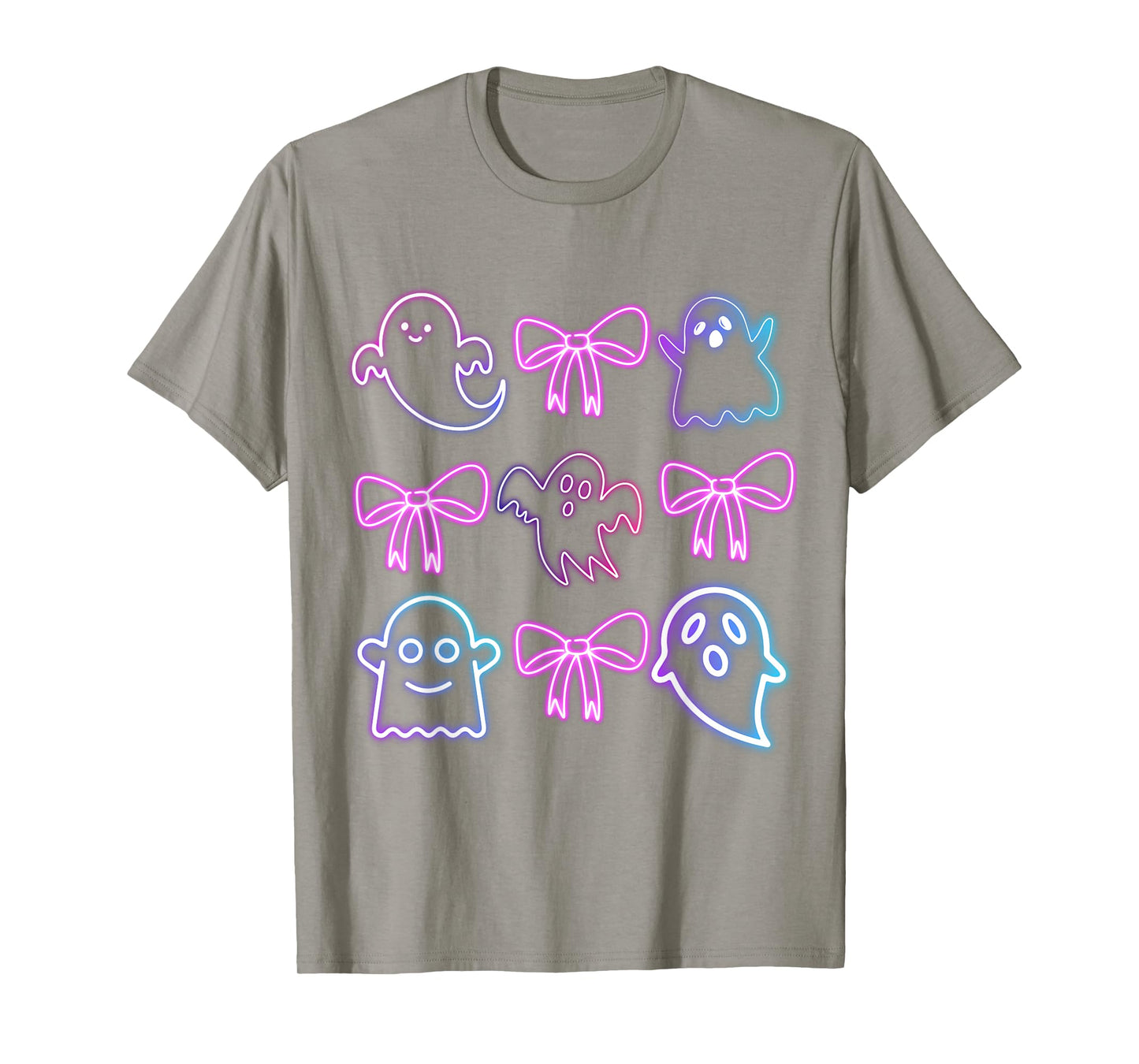 Cute Boo Ghost Spooky Season Glow In Halloween Night Bow T-Shirt