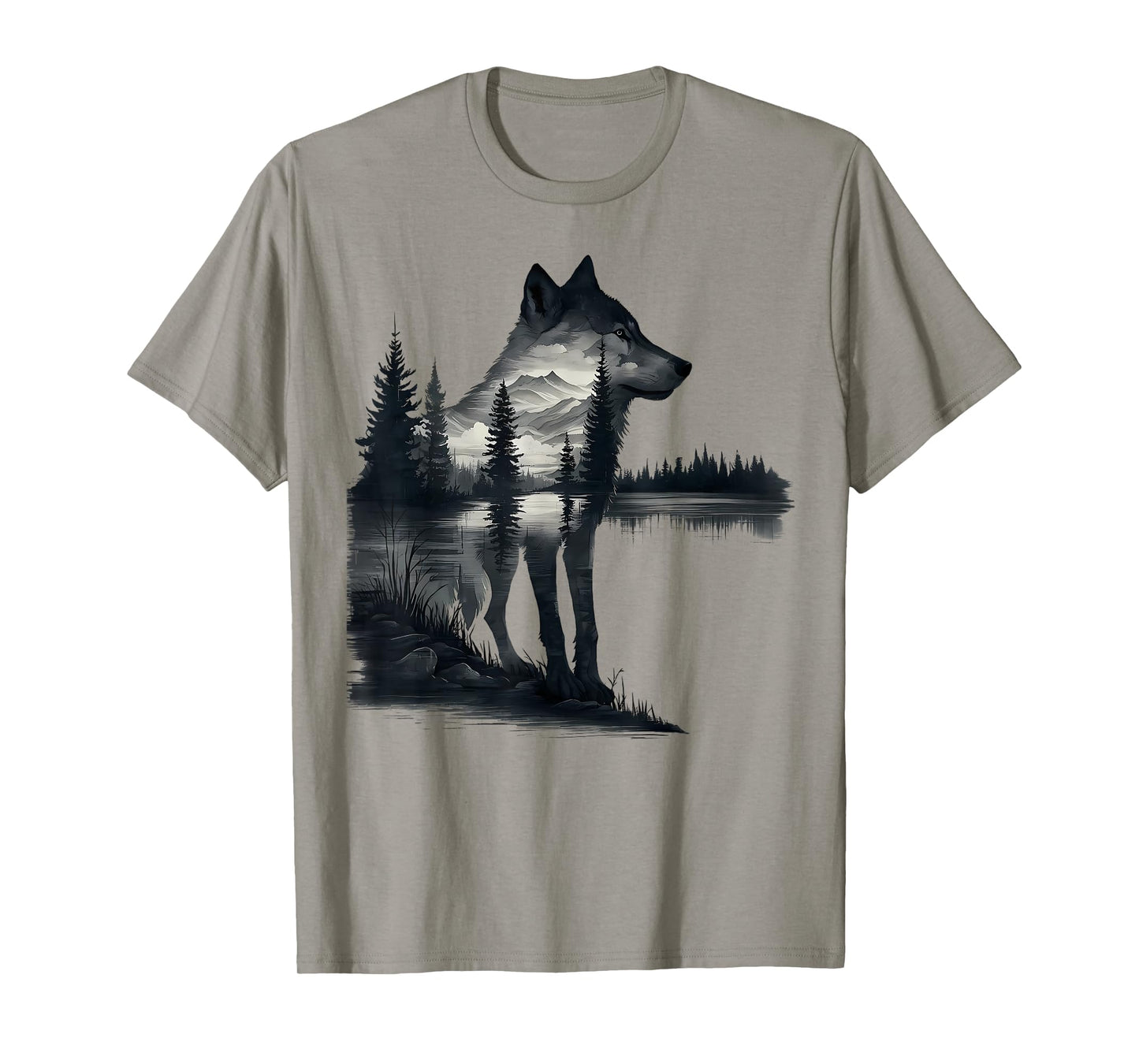 Nature Mountains Adventure Wolf Outdoor Wildlife Forest T-Shirt