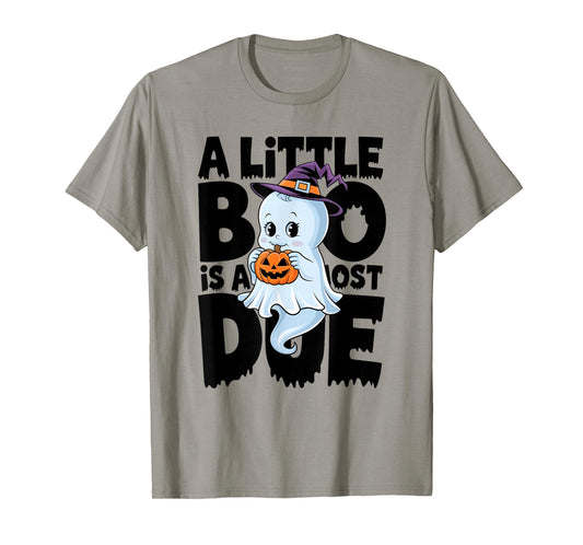 Little Boo Is Almost Due Halloween Pregnant Baby Ghost T-Shirt