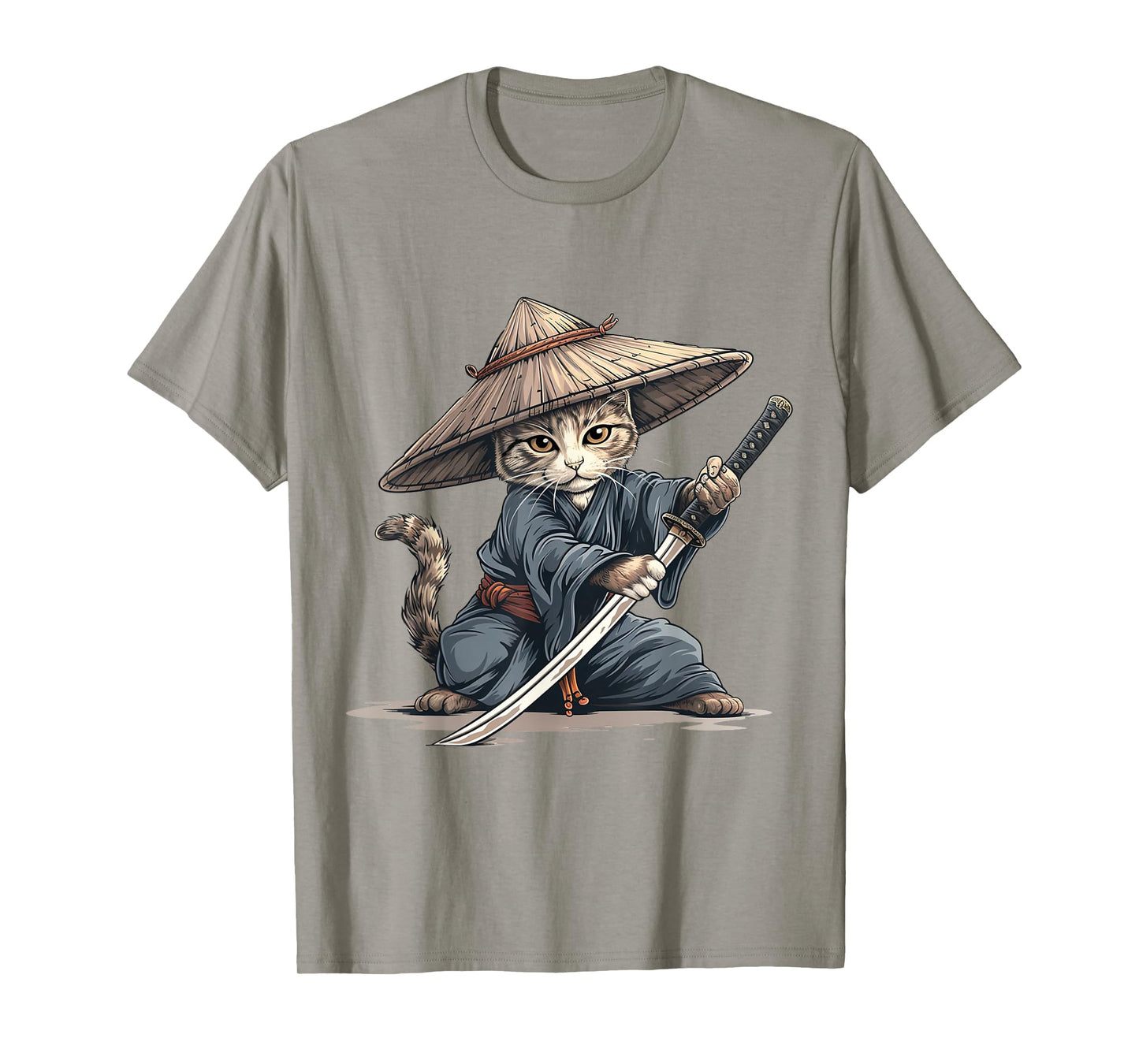 Japanese Art Cat Ninja Ukiyo-e Anime Style Samurai Cat T-Shirt