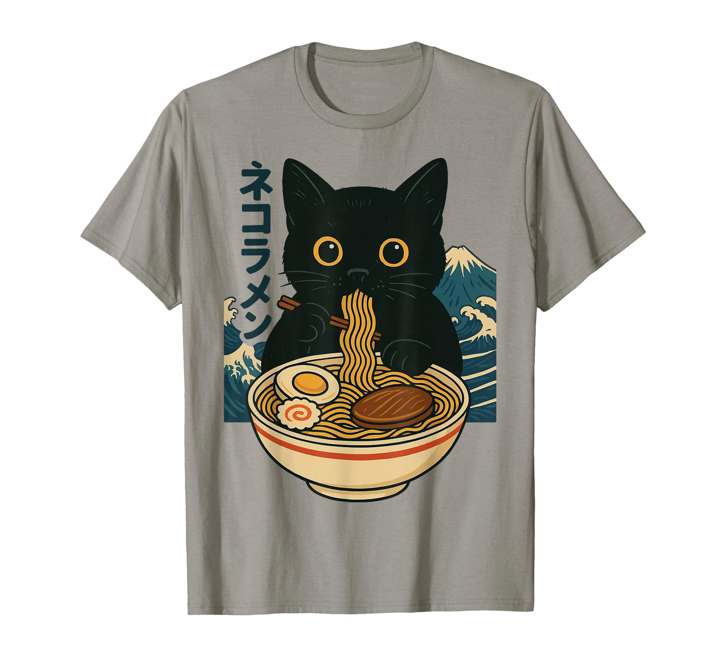 Anime Cat Eating Ramen Retro Kawaii Ramen Cat T-Shirt