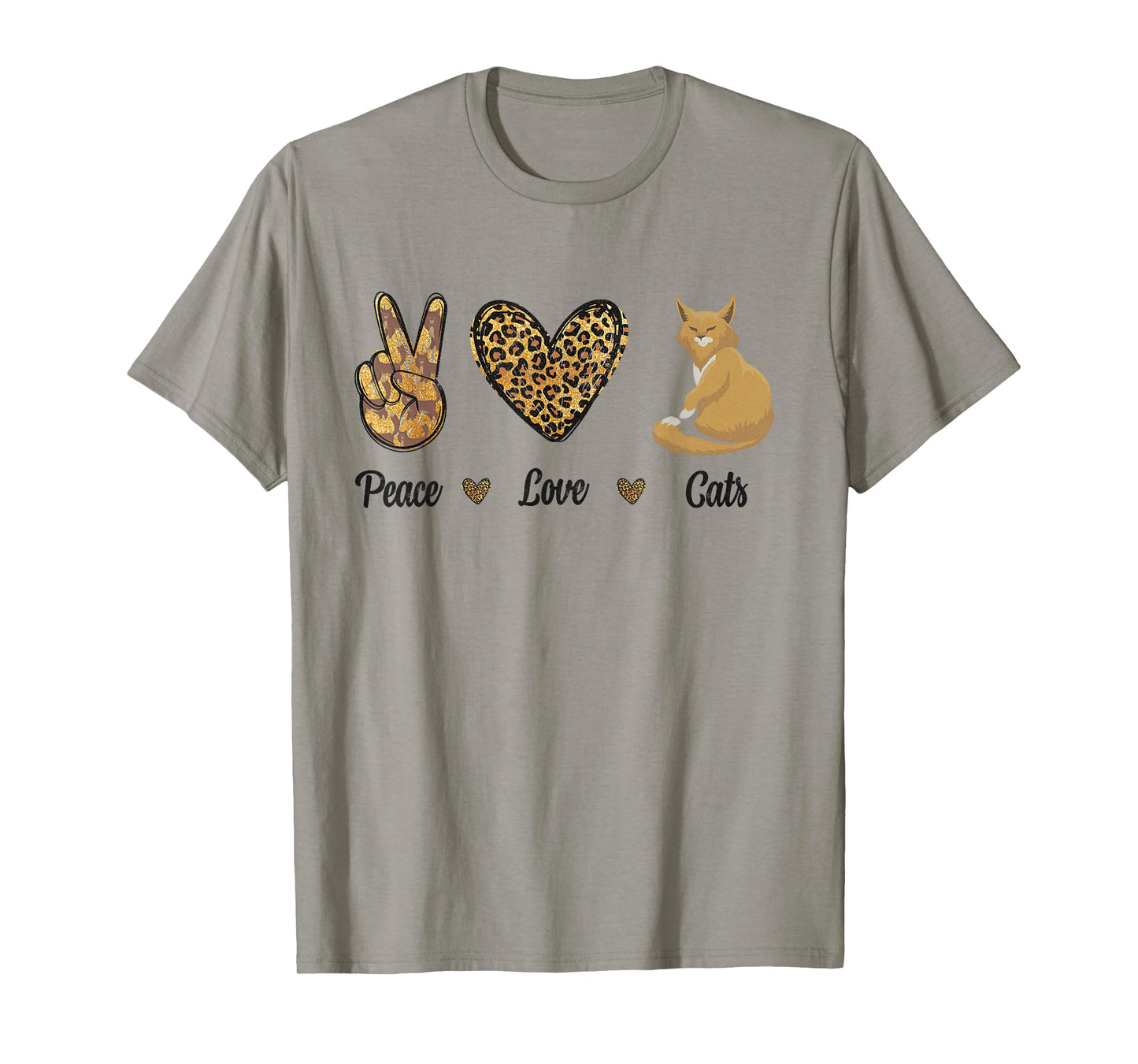 Peace Love Cats Leopard Cats Kitten Owner Kitty Lovers Women T-Shirt
