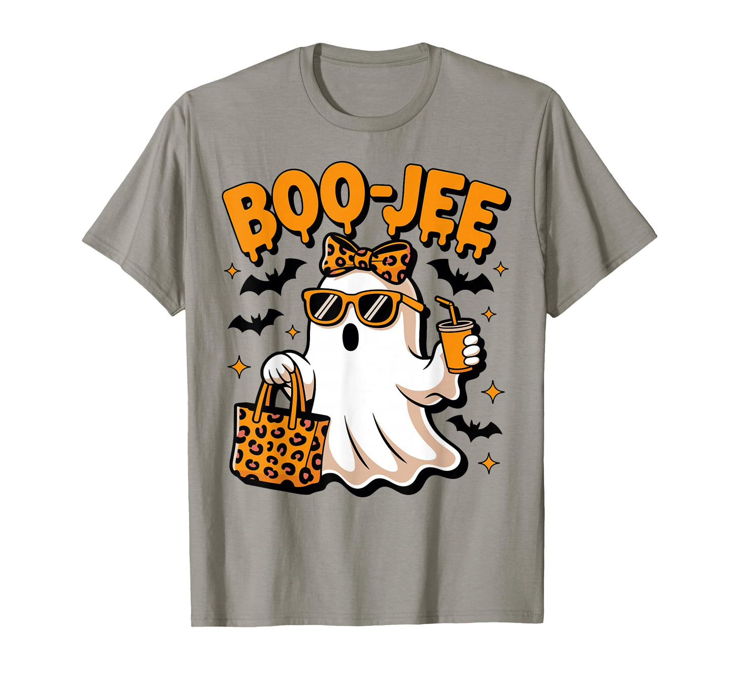 Halloween Boo JEE Cute Leopard Ghost Coffee Boujee Women T-Shirt
