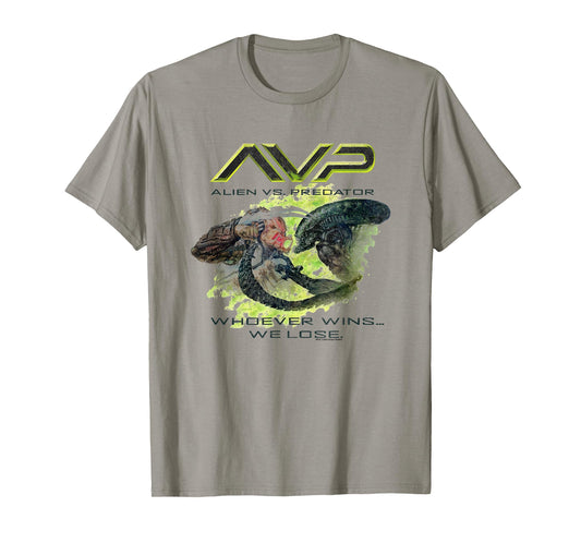 Alien Vs Predator Fighting Whoever Wins We Lose Big Poster T-Shirt
