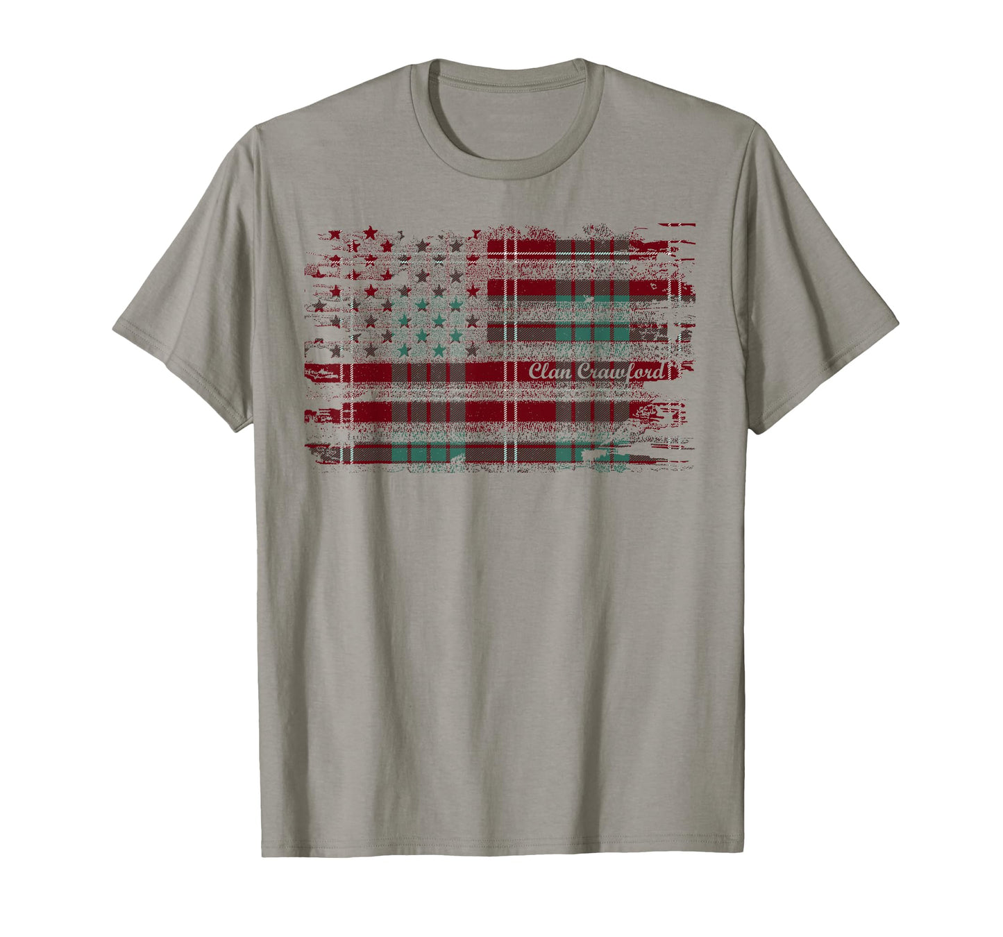 Crawford surname american flag scottish clan tartan T-Shirt