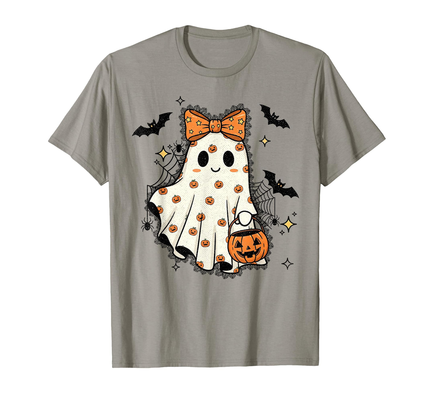 Lace Ghost Coquette Bow Pumpkin Spooky Season T-Shirt