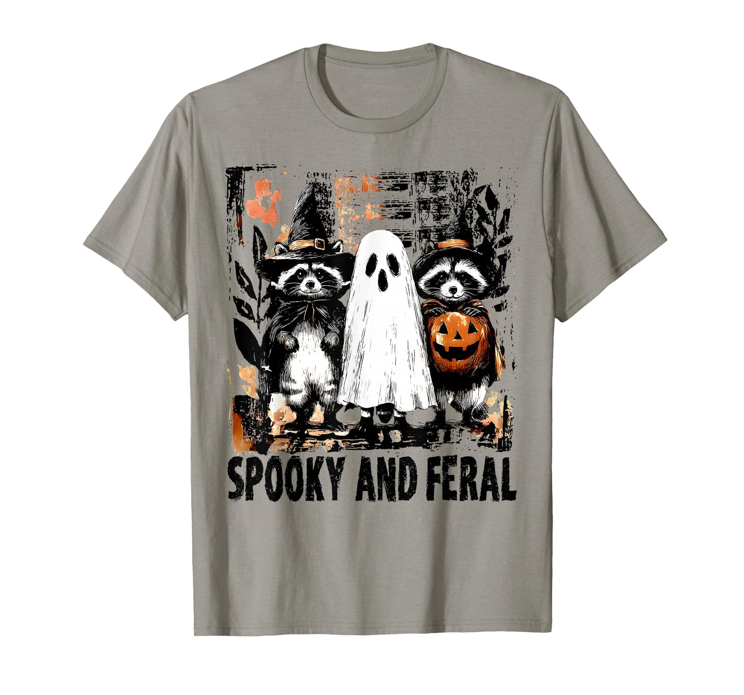 Spooky and Feral Halloween Cute Ghost Raccoon Trick Or Treat T-Shirt
