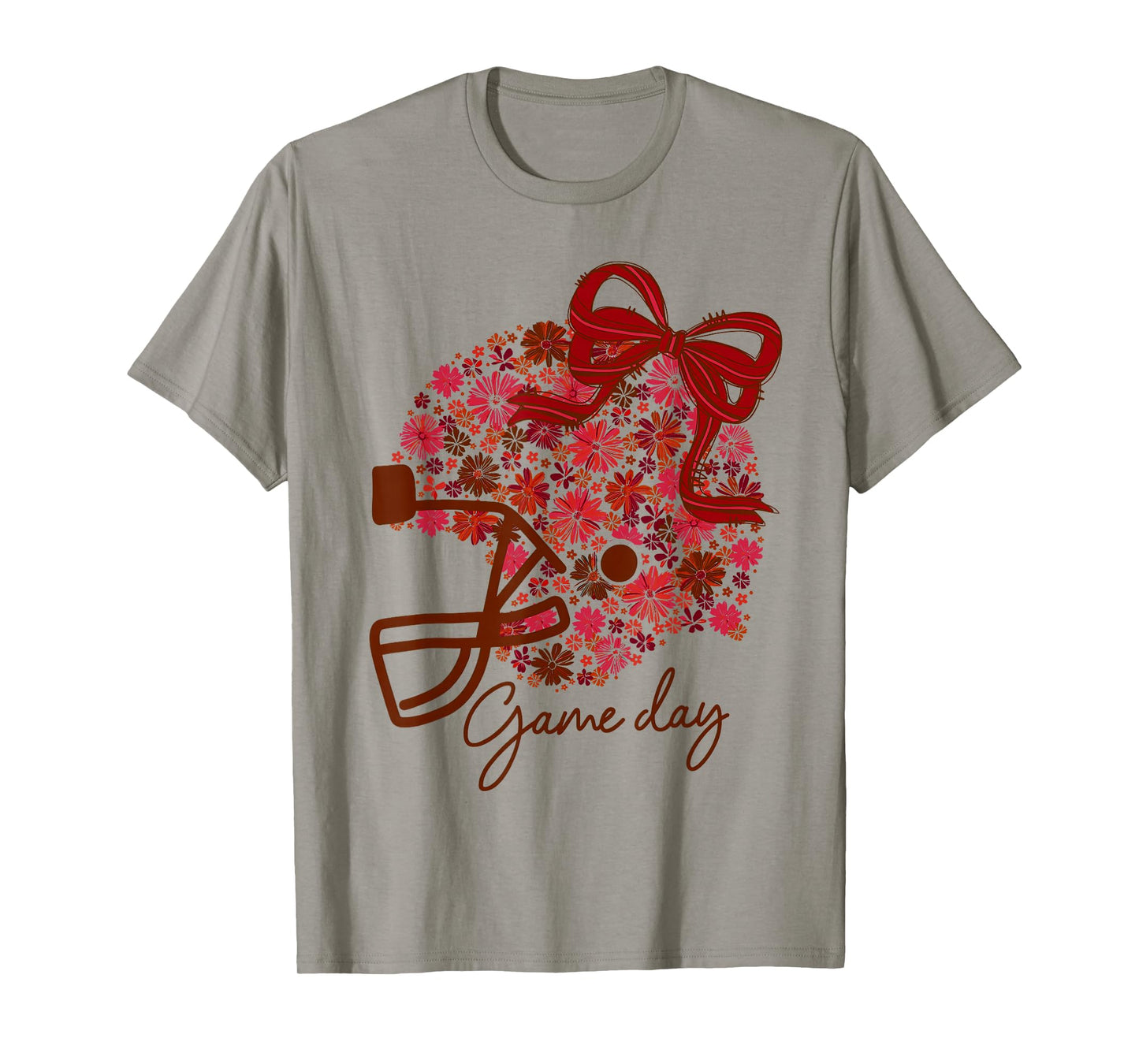 Floral Football Game Day Girly Coquette Team Spirit Maroon T-Shirt