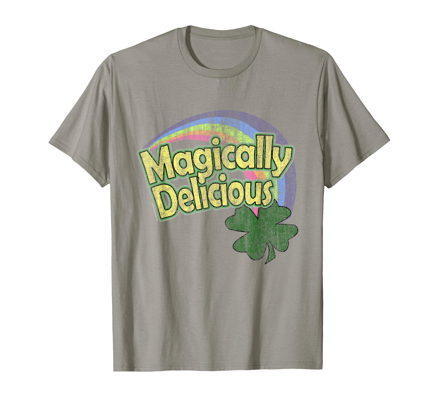 CuteComfy Magically Delicious 80s Vintage St. Patrick's Day Lucky Charm Green Retro Rainbow Short Sleeve T-Shirt - Small - Unisex-Adults