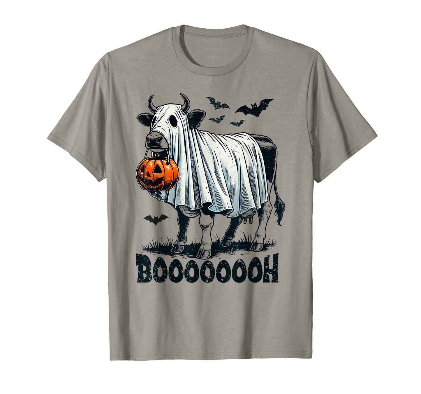 Cow Ghost Halloween Cattle Trick Or Treat Jack O Lantern Boh T-Shirt