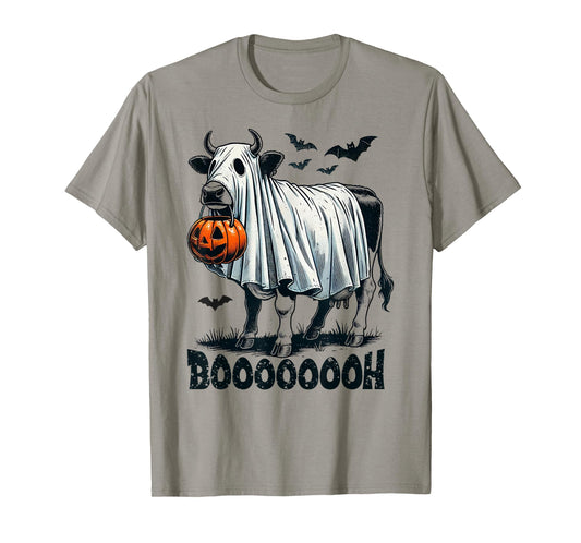 Cow Ghost Halloween Cattle Trick Or Treat Jack O Lantern Boh T-Shirt