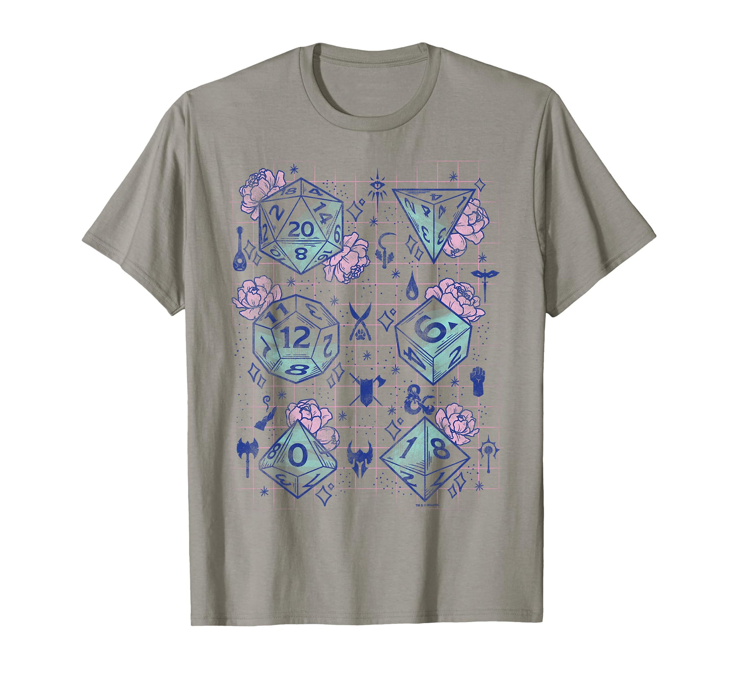 Dungeons & Dragons Floral Dice Grid T-Shirt