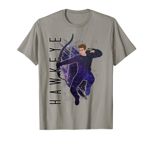 Marvel Avengers Endgame Hawkeye Galaxy Painted Graphic Tee T-Shirt