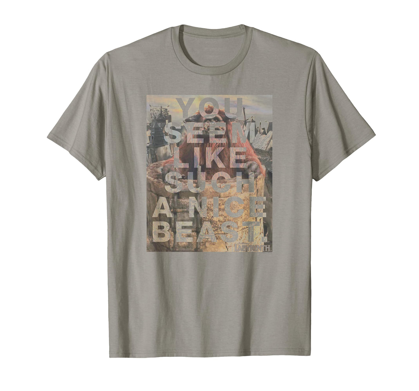 Labyrinth Official Licensed Grey Nice Beast T-Shirt, Unisex-Adults, Short Sleeve, Small