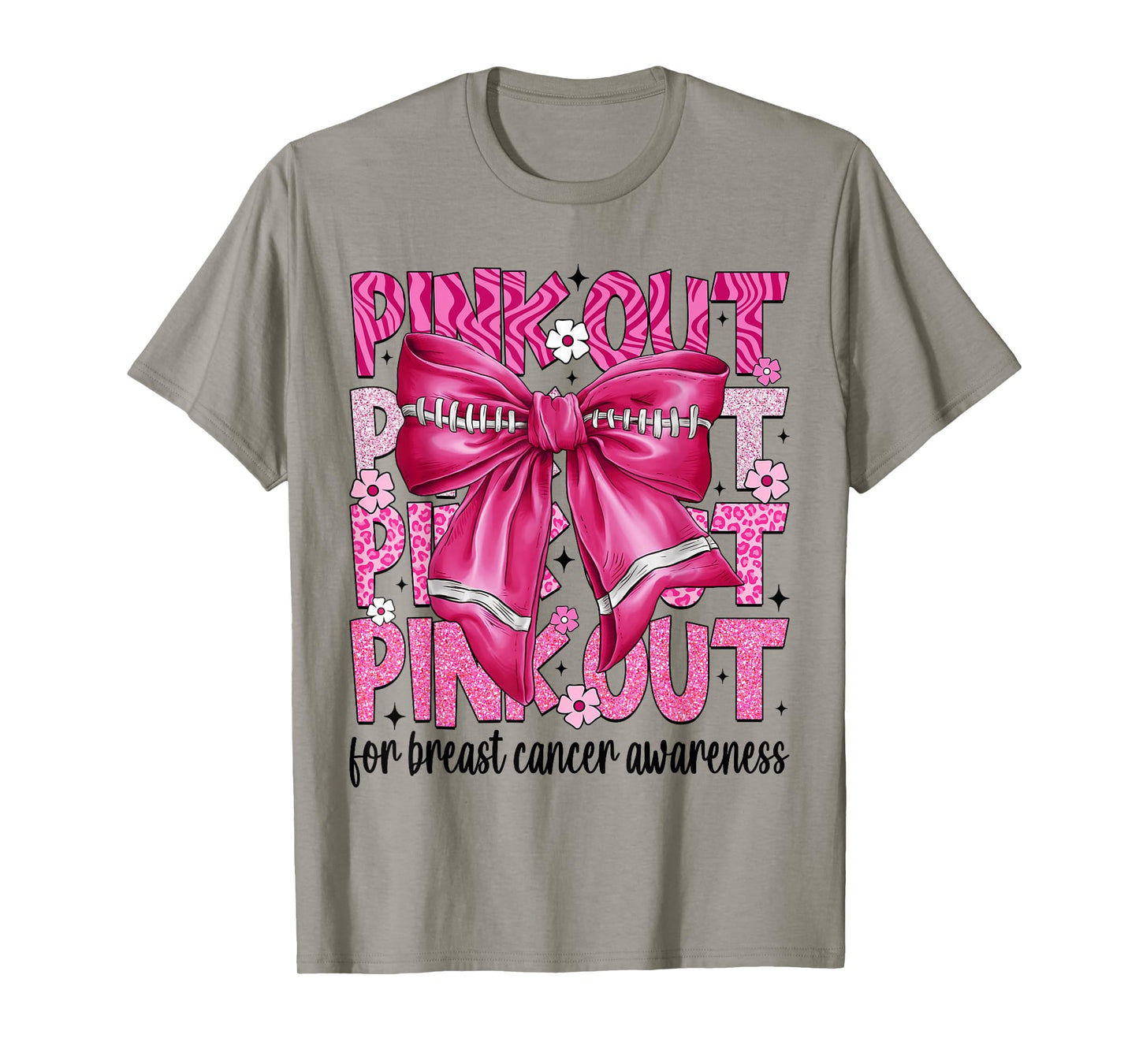 Coquette Bow Pink Out Football Team Breast Cancer Awareness T-Shirt