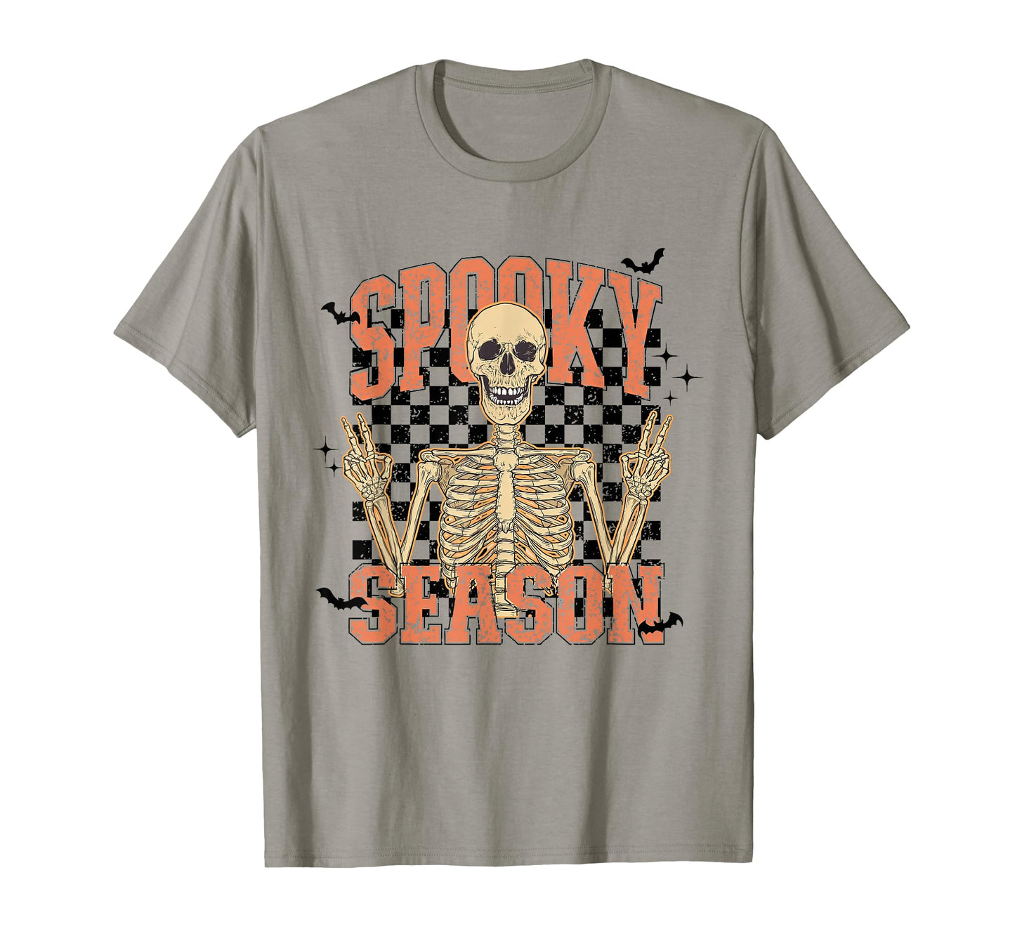 Retro Groovy Halloween Spooky Season Skull Spooky Skeleton T-Shirt