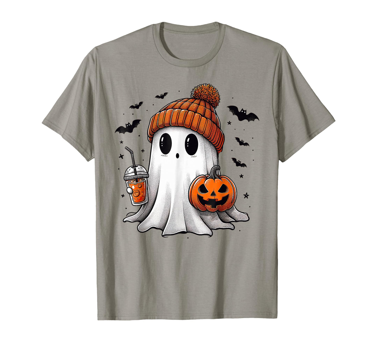 Ghost Drinking Coffee Halloween Ghost T-Shirt