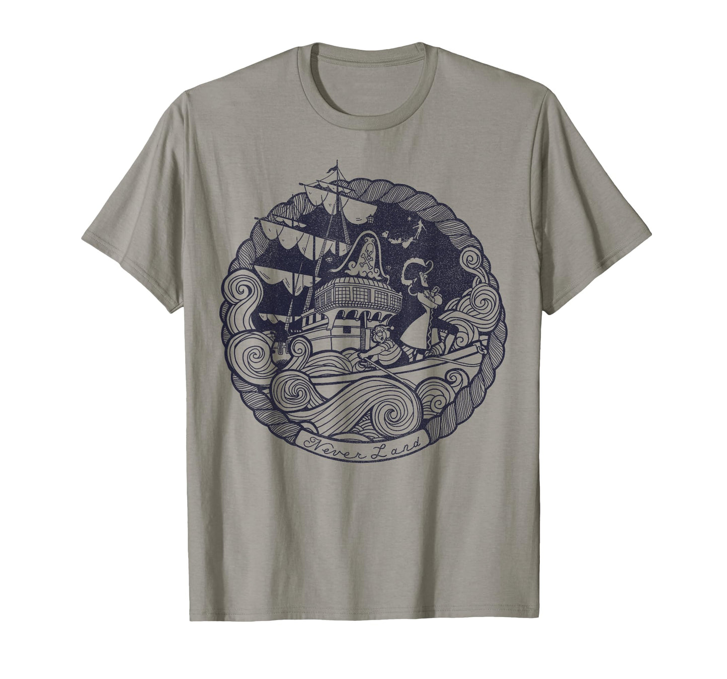 Disney Peter Pan Captain Hook Ship Stamp Graphic T-Shirt T-Shirt