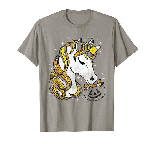 Cute Candy Corn Unicorn Halloween Top T-Shirt
