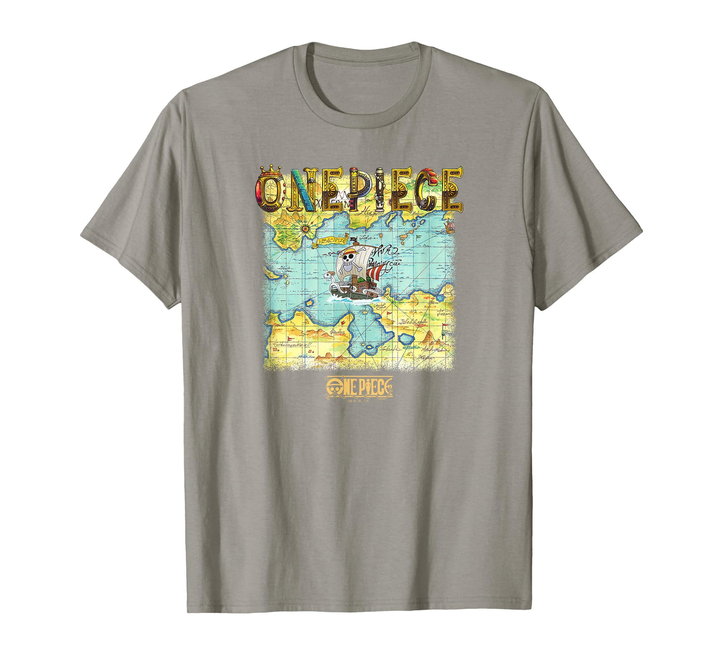 One Piece Anime Open Seas Pirate Map Photo T-Shirt