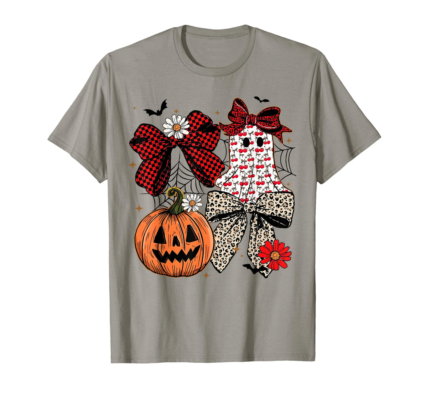 Leopard Coquette Bow Boo Ghost Pumpkin Halloween Women Kids T-Shirt