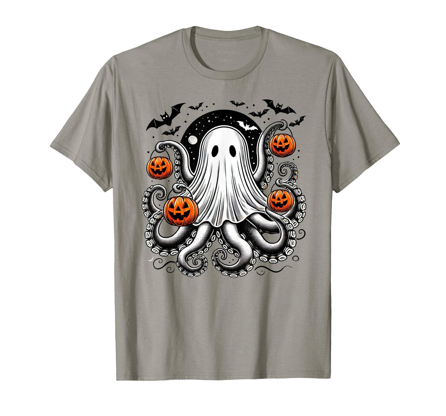 Spooky Tentacled Ghost Octopus - Halloween Kraken Pumpkins T-Shirt