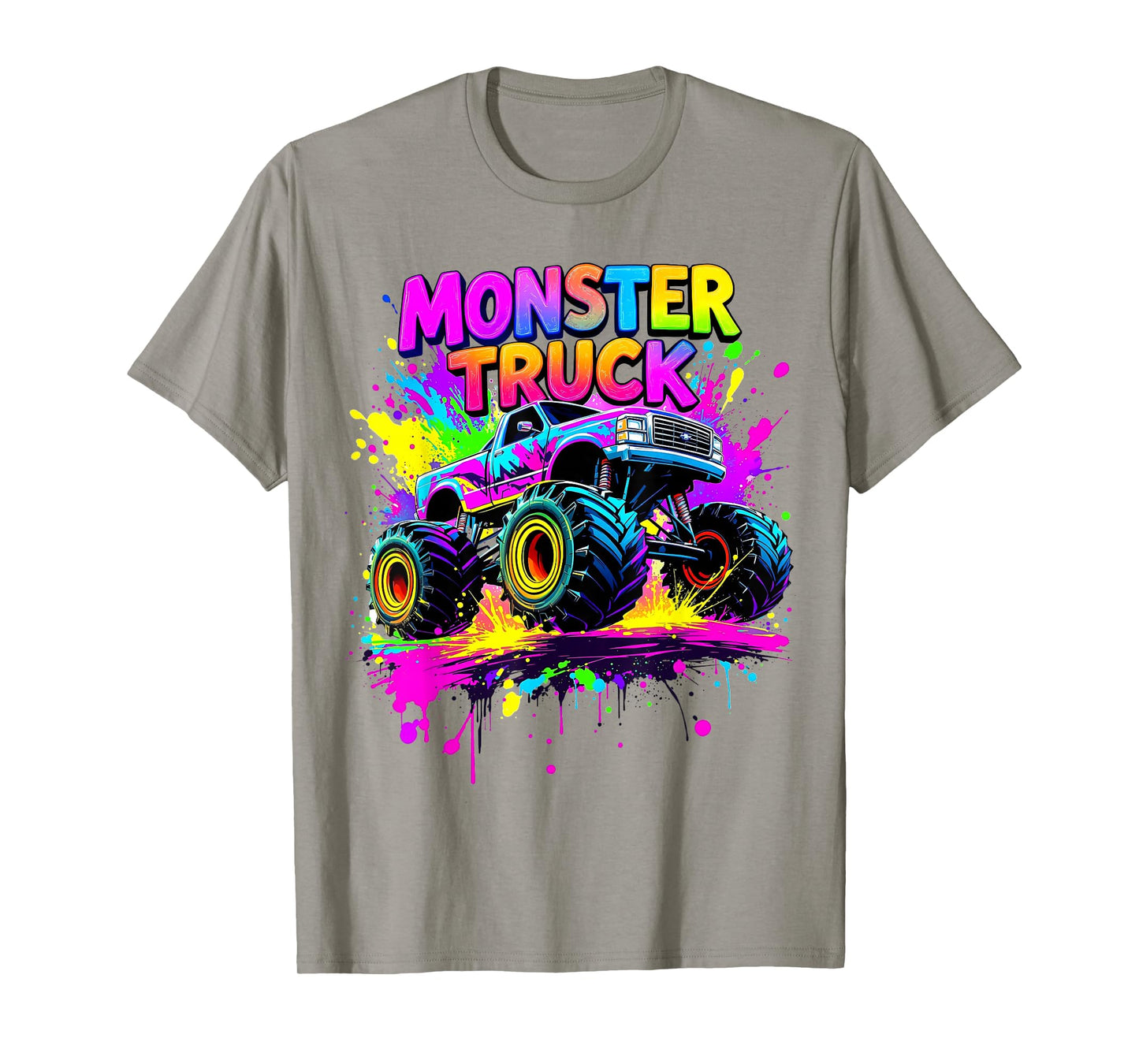 Monster Truck Retro Colorful Kids Boys Girls Men Women T-Shirt
