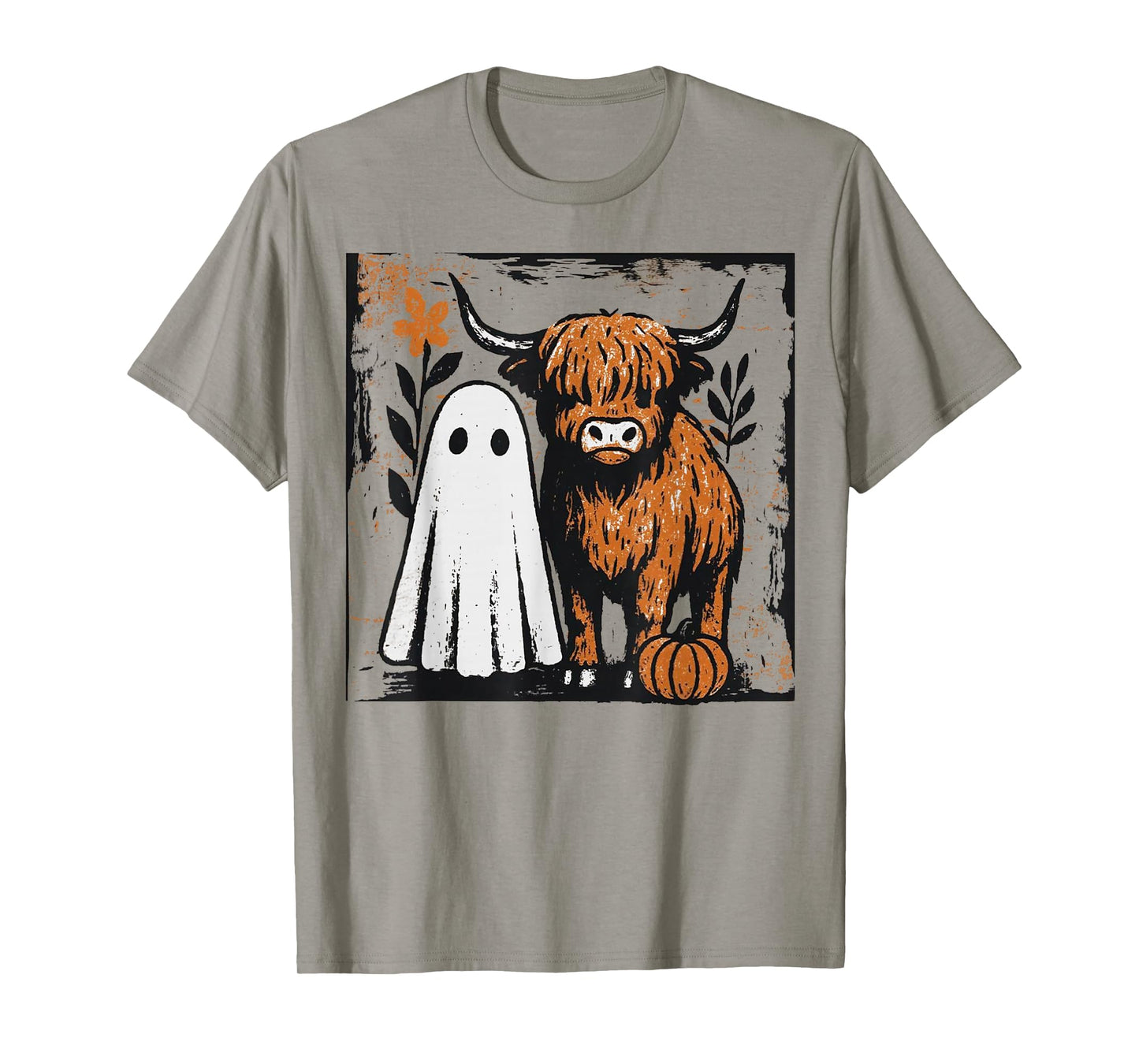 Cute Fall Highland Cow Ghost Spooky Season Funny T-Shirt