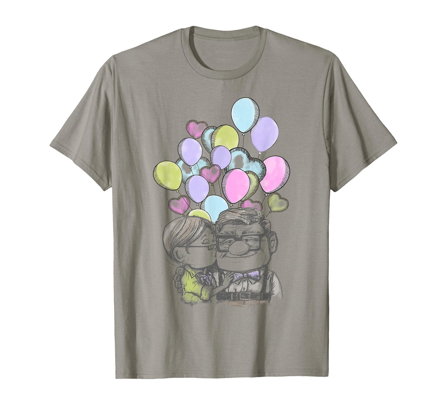 Disney Pixar Up Valentine's Day Carl and Ellie Balloons T-Shirt Small