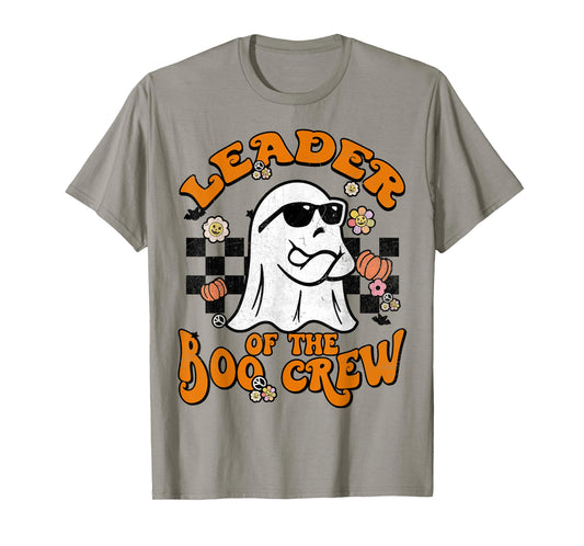Leader Boo Crew Groovy Matching Family Halloween Men Women T-Shirt