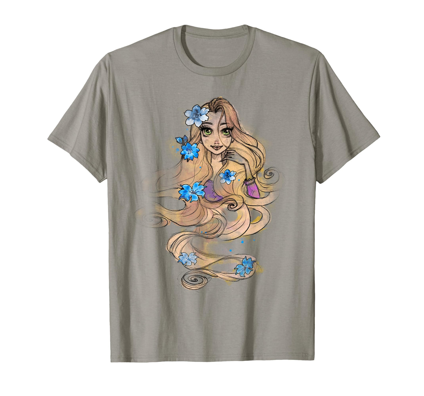 Disney Tangled Rapunzel Watercolors Portrait Graphic T-Shirt T-Shirt Small