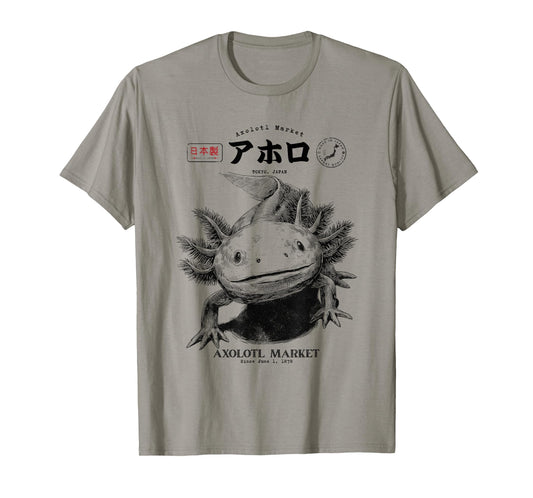 Vintage Axolotl Market Japanese Tokyo Retro Animal T-Shirt