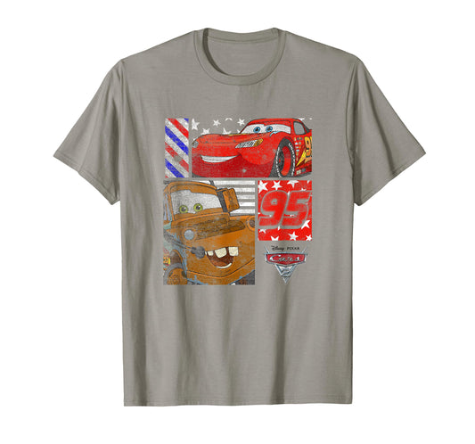 Disney Pixar Cars 2 Lightning & Mater Distressed Panels T-Shirt