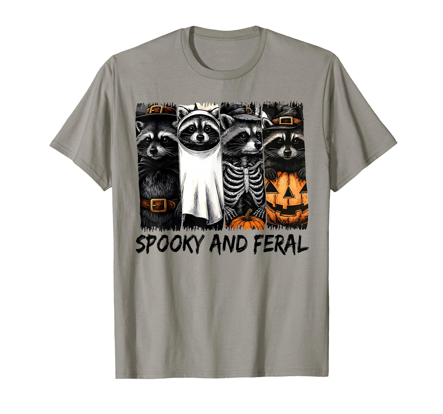 Spooky and Feral Halloween Cute Ghost Raccoon Trick Or Treat T-Shirt