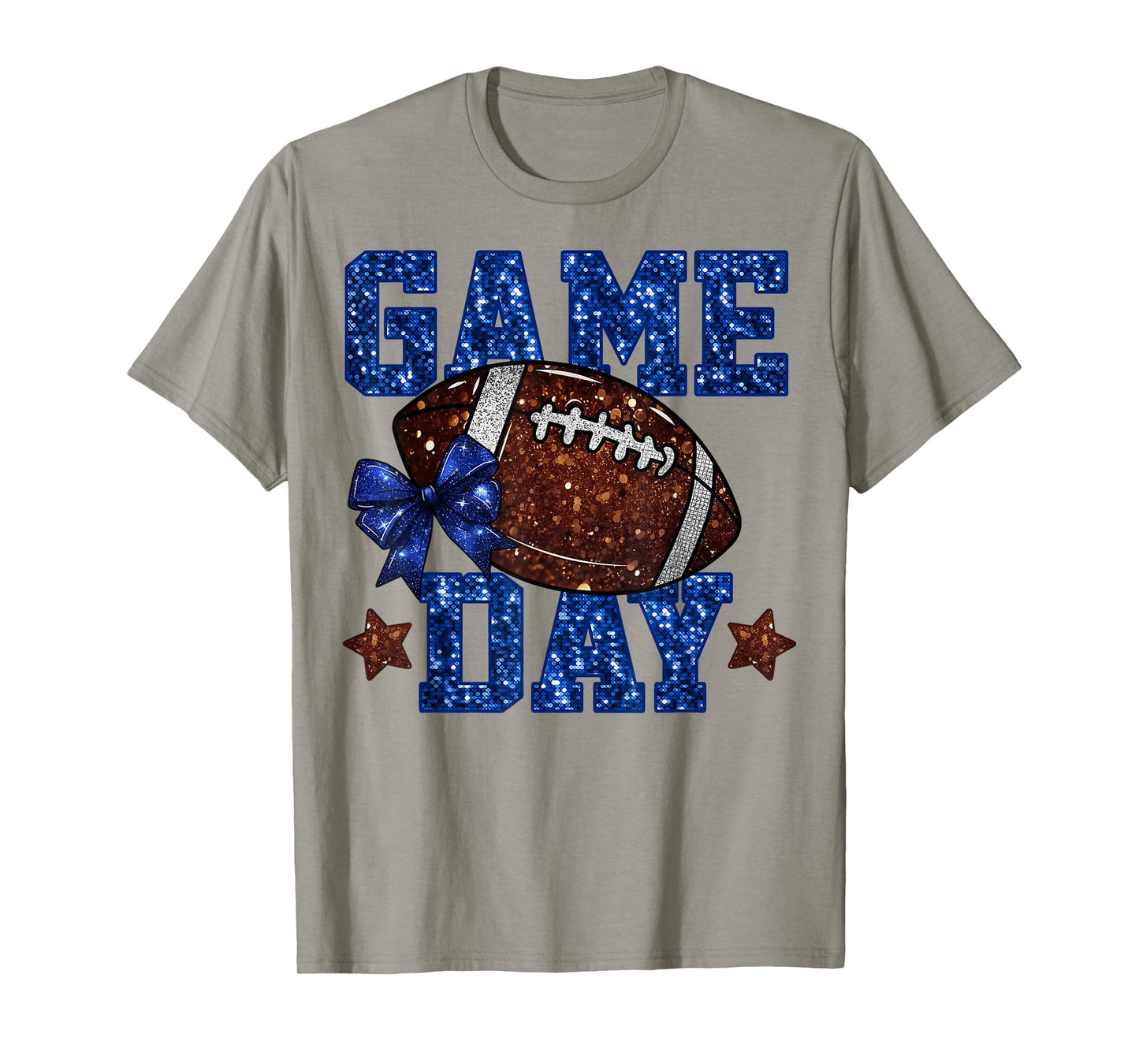 Game Day Football Blue Coquette Bow Team Spirit Touchdown T-Shirt