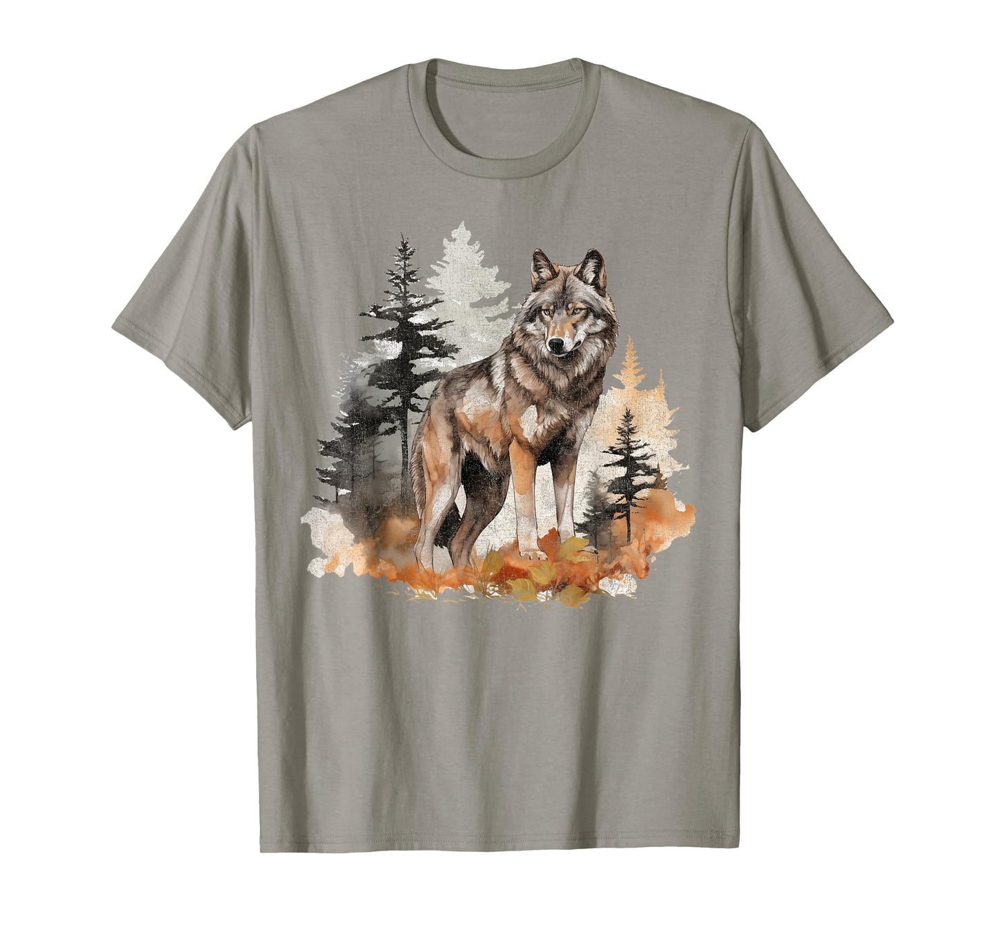 Wolf Survives Mountain Silhouette Art Lone dog T-Shirt for Men Women